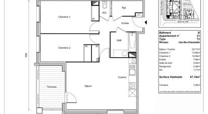 Appartement 3 pièces de 67 m² à Plaisance-du-Touch (31830)
