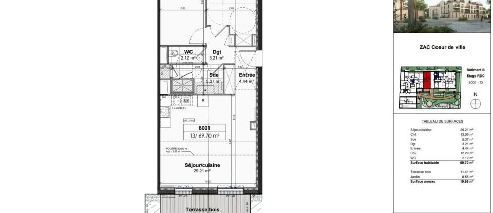 Appartement 3 pièces de 70 m² à Luisant (28600)