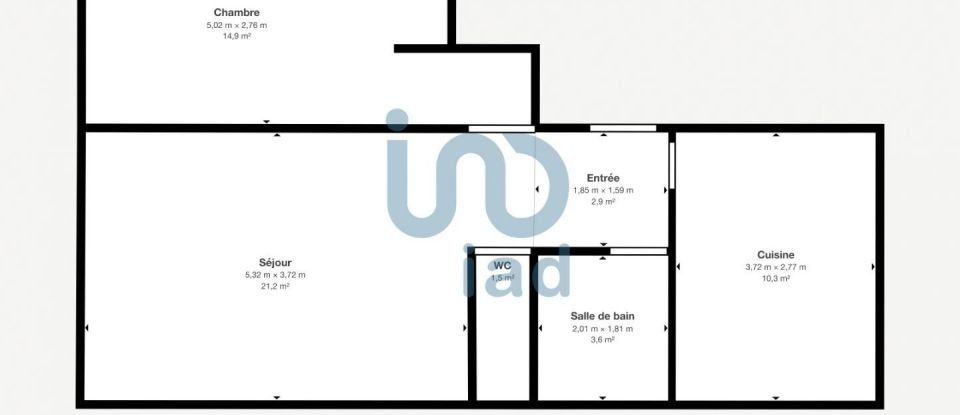 Appartement 2 pièces de 53 m² à Chevilly-Larue (94550)