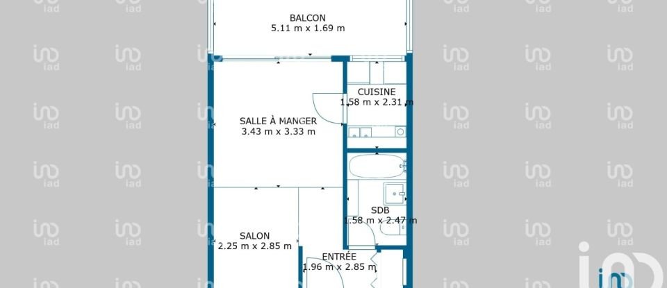 Appartement 1 pièce de 28 m² à Massy (91300)