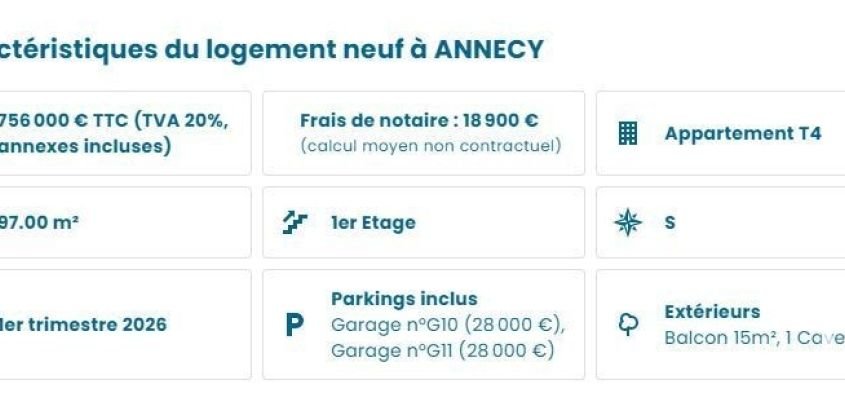 Appartement 4 pièces de 98 m² à Annecy-le-Vieux (74940)