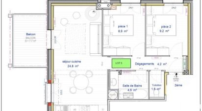 Appartement 3 pièces de 53 m² à La Morte (38350)