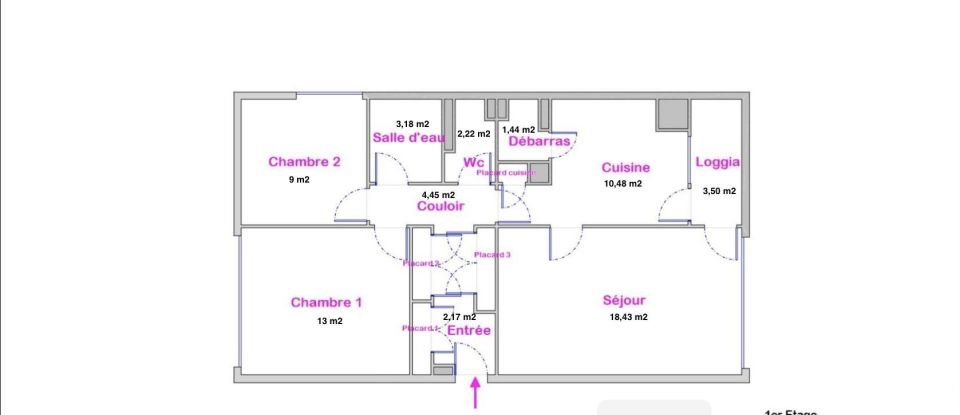 Appartement 3 pièces de 67 m² à Allonnes (72700)