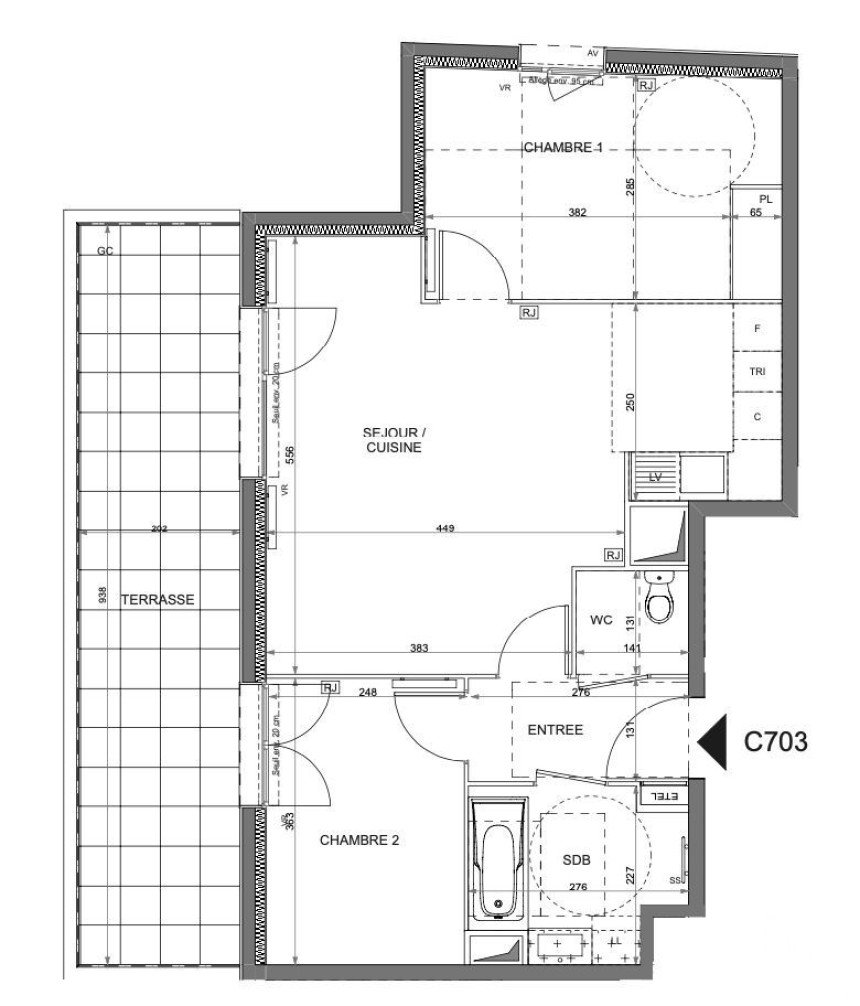 Appartement 3 pièces de 59 m² à Rosny-sous-Bois (93110)