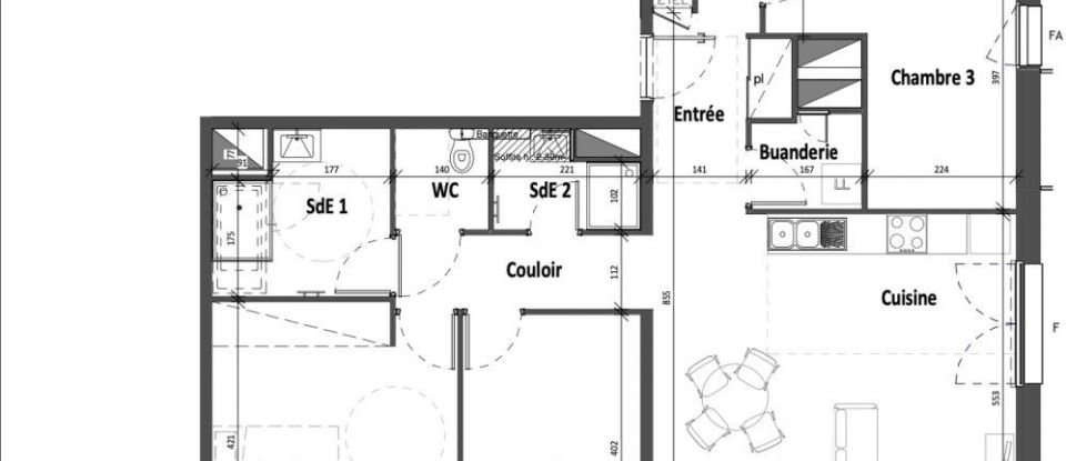 Appartement 5 pièces de 102 m² à Angers (49100)