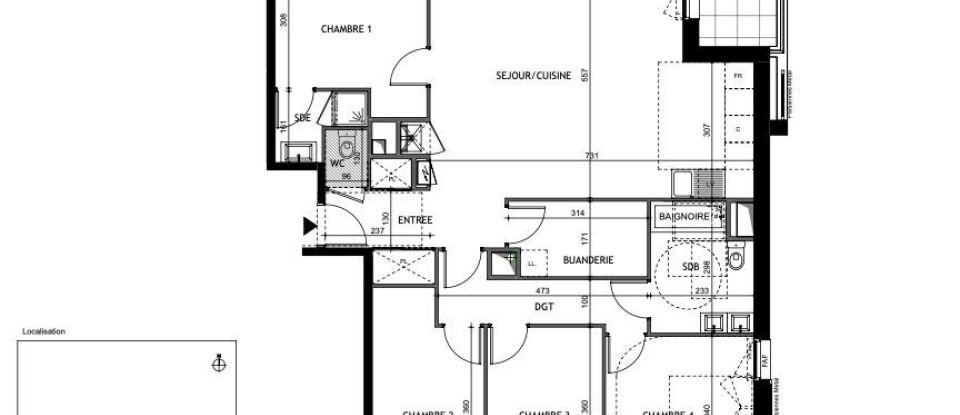 Appartement 5 pièces de 107 m² à Saran (45770)