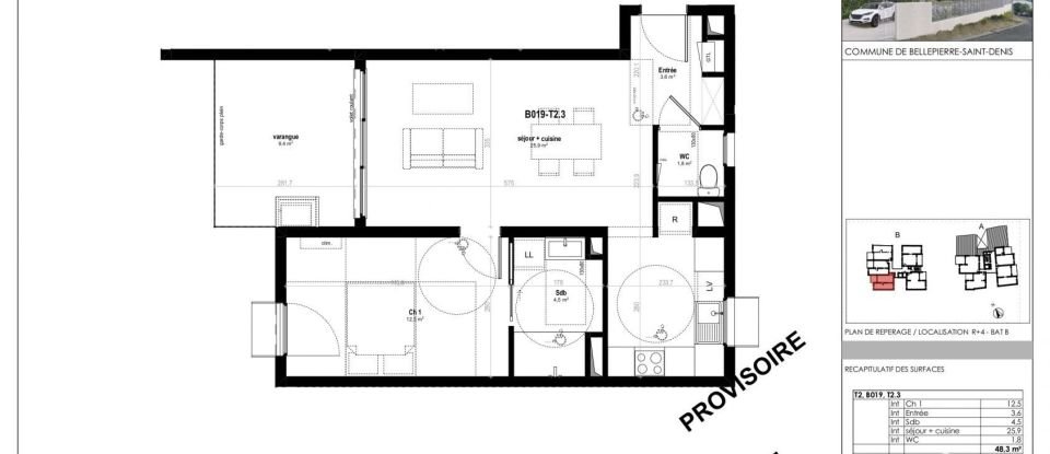 Appartement 2 pièces de 57 m² à Saint-Denis (97400)