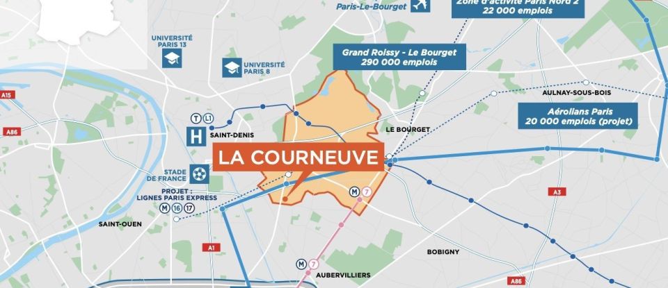 Appartement 3 pièces de 73 m² à La Courneuve (93120)
