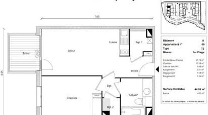 Apartment 2 rooms of 44 m² in Boucau (64340)