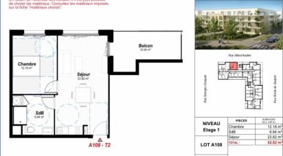 Apartment 2 rooms of 43 m² in Bezannes (51430)