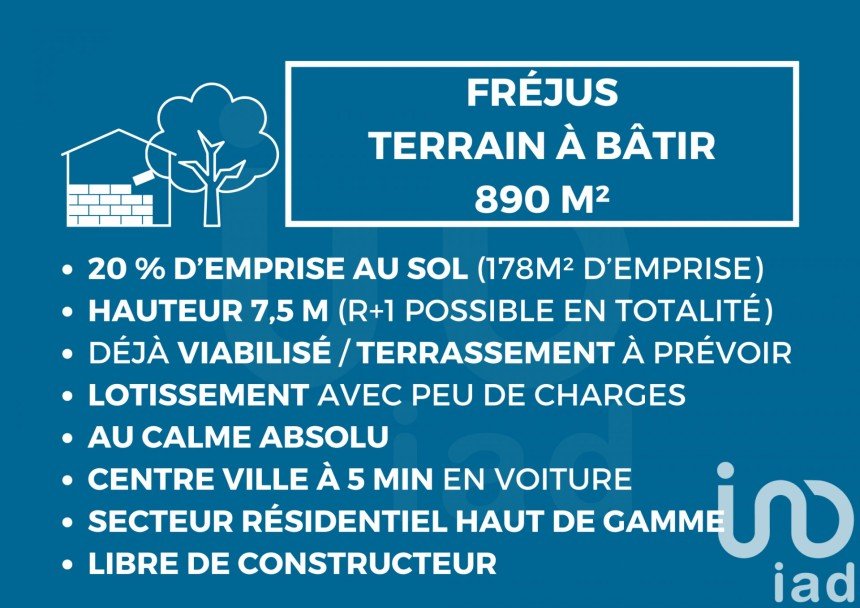 Terrain de 890 m² à Fréjus (83600)