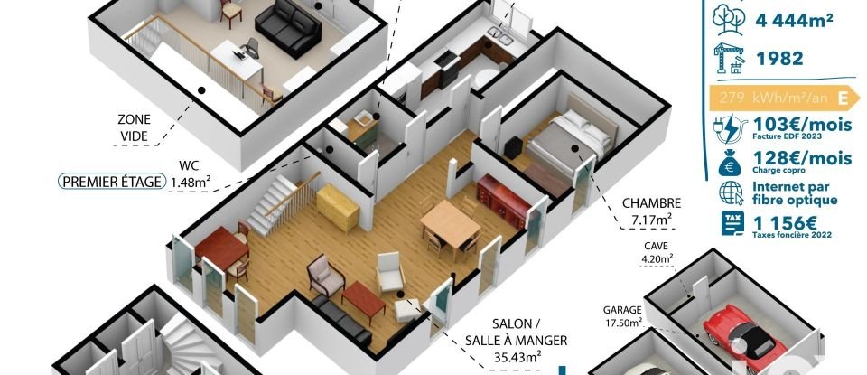 Duplex 3 rooms of 76 m² in Montbéliard (25200)