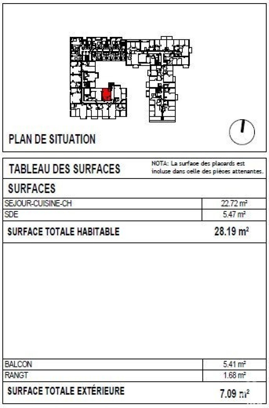 Apartment 1 room of 28 m² in Nanteuil-lès-Meaux (77100)