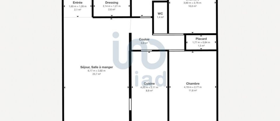 Apartment 3 rooms of 69 m² in Chevilly-Larue (94550)