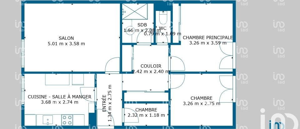 Appartement 3 pièces de 67 m² à Noisiel (77186)