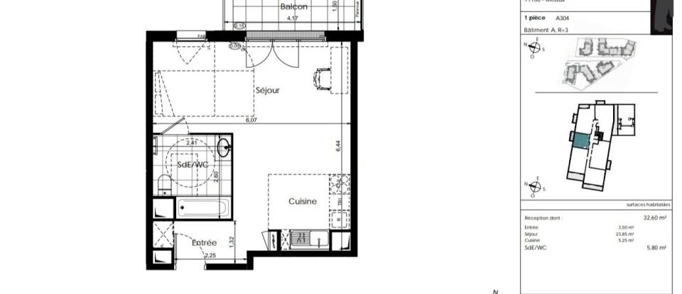 Appartement 1 pièce de 38 m² à Meaux (77100)
