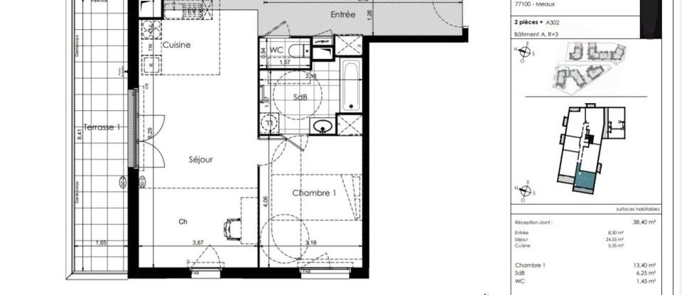 Appartement 2 pièces de 59 m² à Meaux (77100)