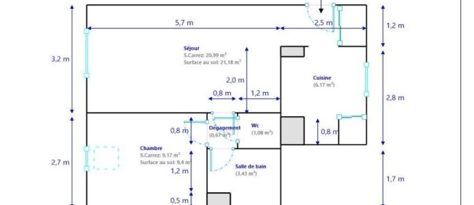 Appartement 2 pièces de 41 m² à Saint-Germain-lès-Arpajon (91180)