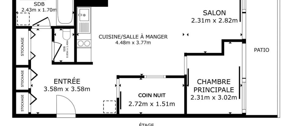 Appartement 3 pièces de 49 m² à Paris (75013)