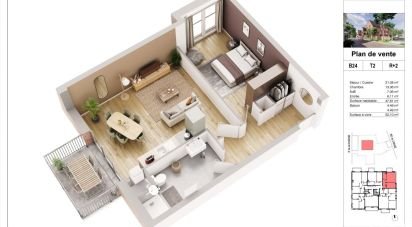 Appartement 2 pièces de 47 m² à Amiens (80090)