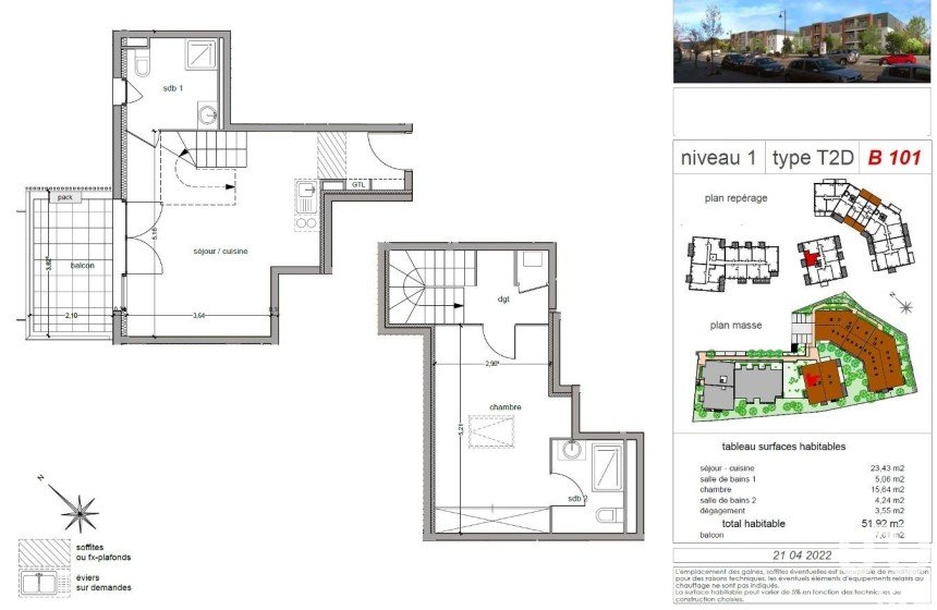 Duplex 2 pièces de 52 m² à Vitrolles (13127)