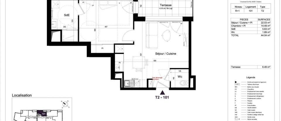 Appartement 2 pièces de 44 m² à Challans (85300)
