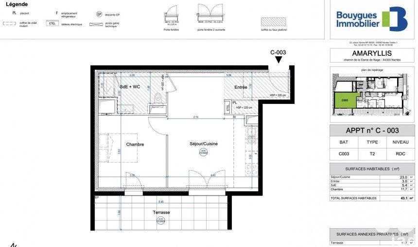 Appartement 2 pièces de 43 m² à Nantes (44300)