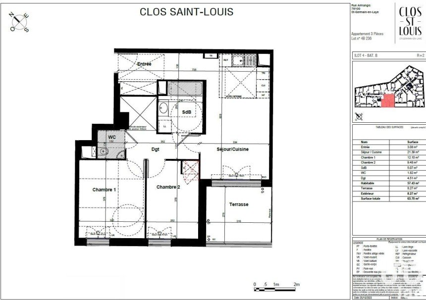 Apartment 3 rooms of 57 m² in Saint-Germain-en-Laye (78100)