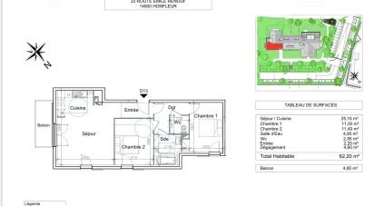 Appartement 3 pièces de 62 m² à Honfleur (14600)