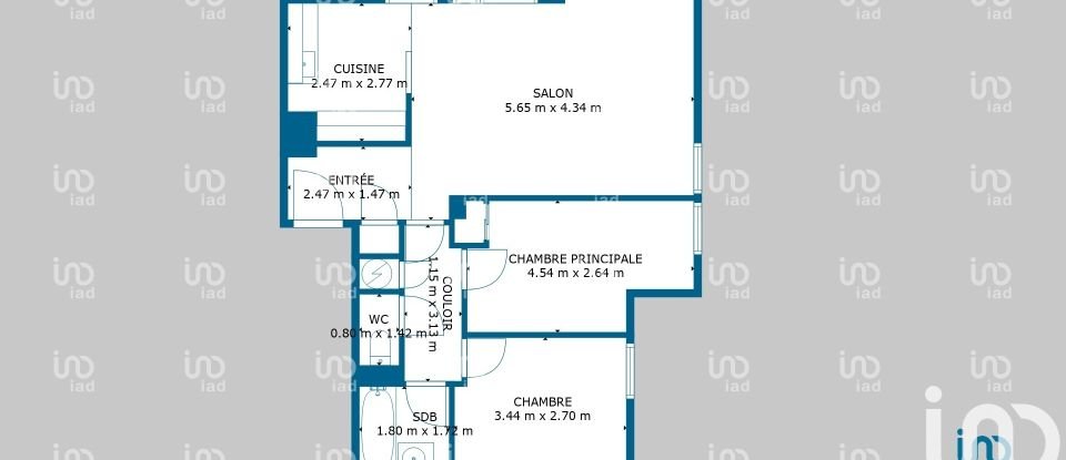 Appartement 3 pièces de 62 m² à Tours (37200)