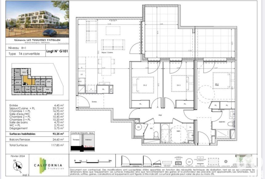 Appartement 4 pièces de 93 m² à Béziers (34500)