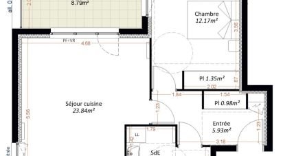 Apartment 2 rooms of 49 m² in Maizières-lès-Metz (57280)