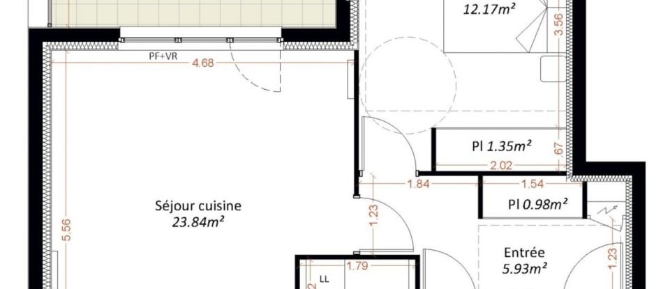 Appartement 2 pièces de 49 m² à Maizières-lès-Metz (57280)