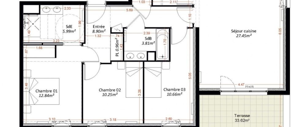 Appartement 4 pièces de 85 m² à Maizières-lès-Metz (57280)