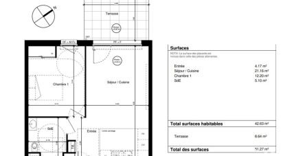 Apartment 2 rooms of 42 m² in Brest (29200)