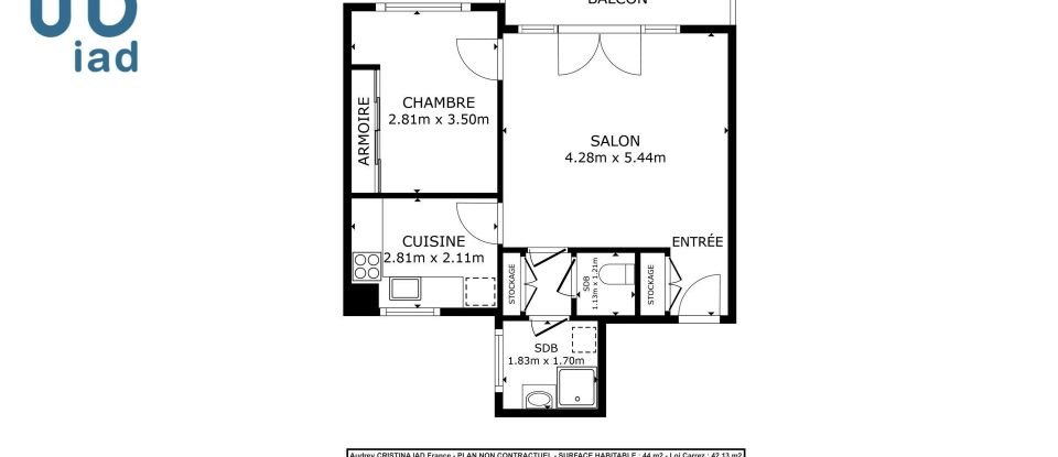 Appartement 2 pièces de 44 m² à Clichy (92110)