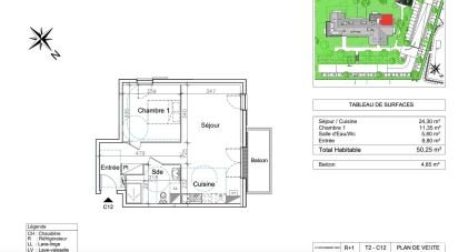 Appartement 2 pièces de 50 m² à Gonneville-sur-Honfleur (14600)