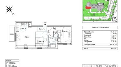 Appartement 3 pièces de 62 m² à Gonneville-sur-Honfleur (14600)