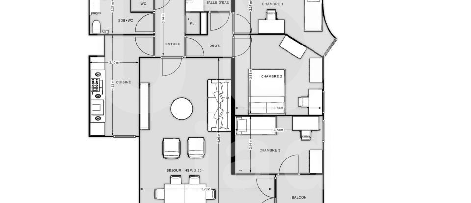 Apartment 5 rooms of 85 m² in Paris (75018)