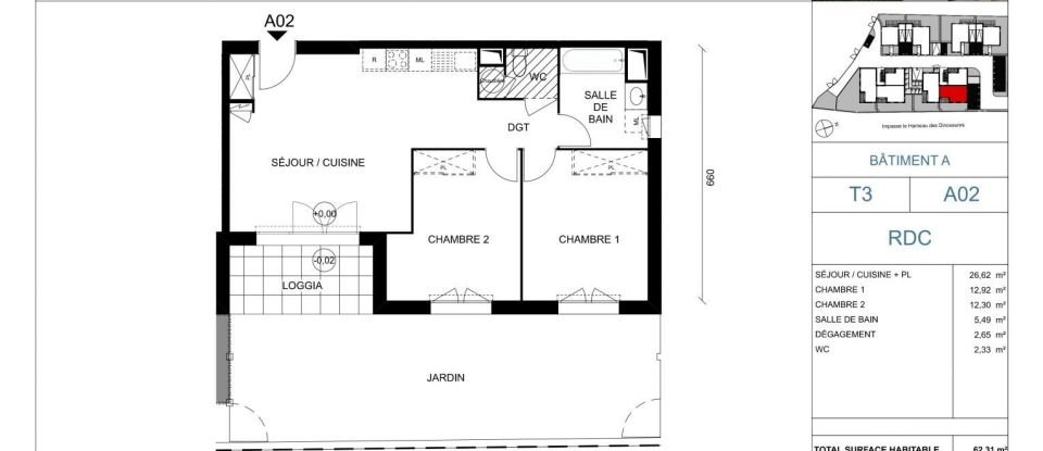 Appartement 3 pièces de 62 m² à Talmont-Saint-Hilaire (85440)