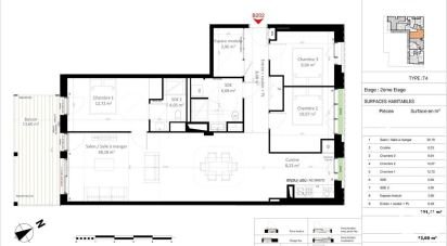 Appartement 4 pièces de 101 m² à Olivet (45160)