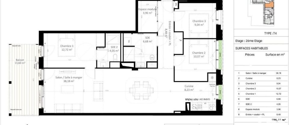 Appartement 4 pièces de 101 m² à Olivet (45160)