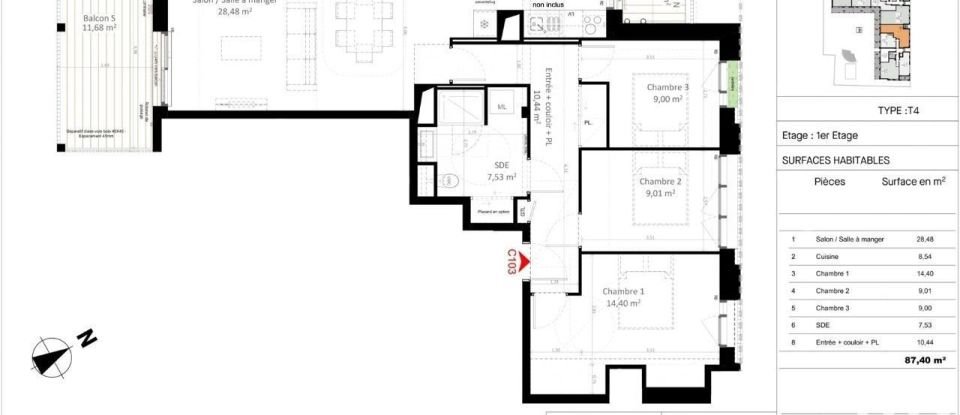 Apartment 4 rooms of 87 m² in Olivet (45160)