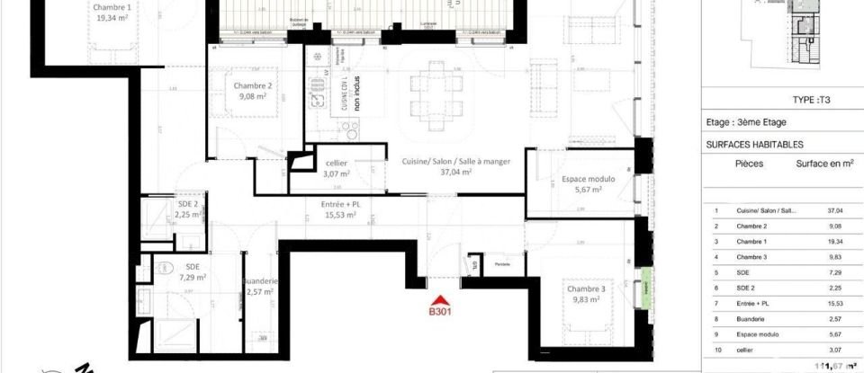 Apartment 4 rooms of 111 m² in Olivet (45160)