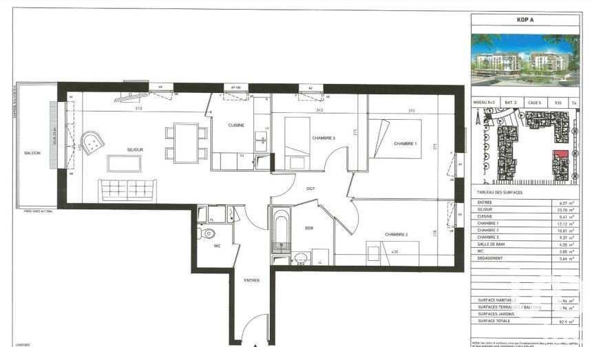 Appartement 4 pièces de 83 m² à Trappes (78190)