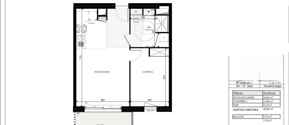 Appartement 2 pièces de 45 m² à Saint-Jean-de-Braye (45800)