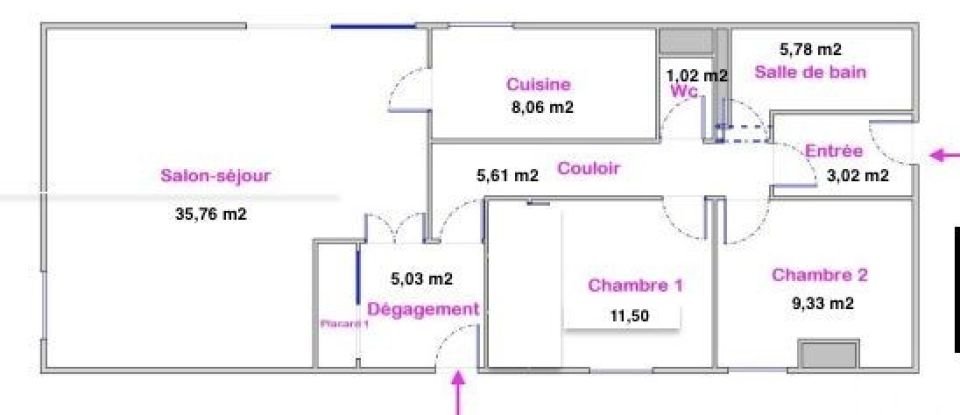 Appartement 3 pièces de 87 m² à Le Mans (72000)