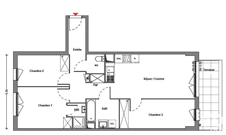 Appartement 4 pièces de 75 m² à Créteil (94000)
