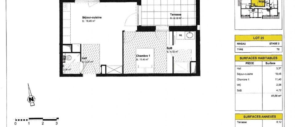 Appartement 2 pièces de 41 m² à Kembs (68680)