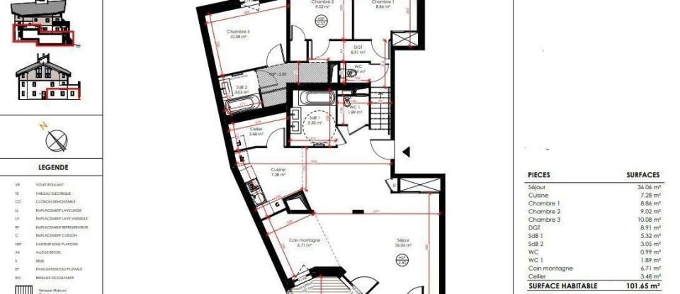 Apartment 4 rooms of 101 m² in Huez (38750)
